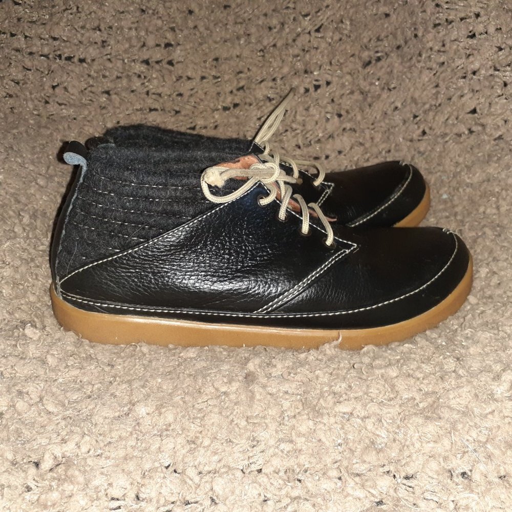 VOLTA INSTANT CLASSIC-Black Leather & Wool-Mid-Top Shoes - Picture 4 of 7